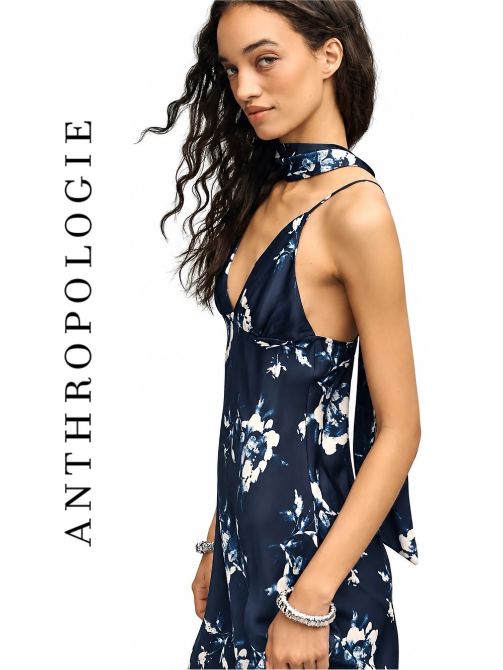 Anthropologie Maeve Clara Scarf-Neck Midi Dress